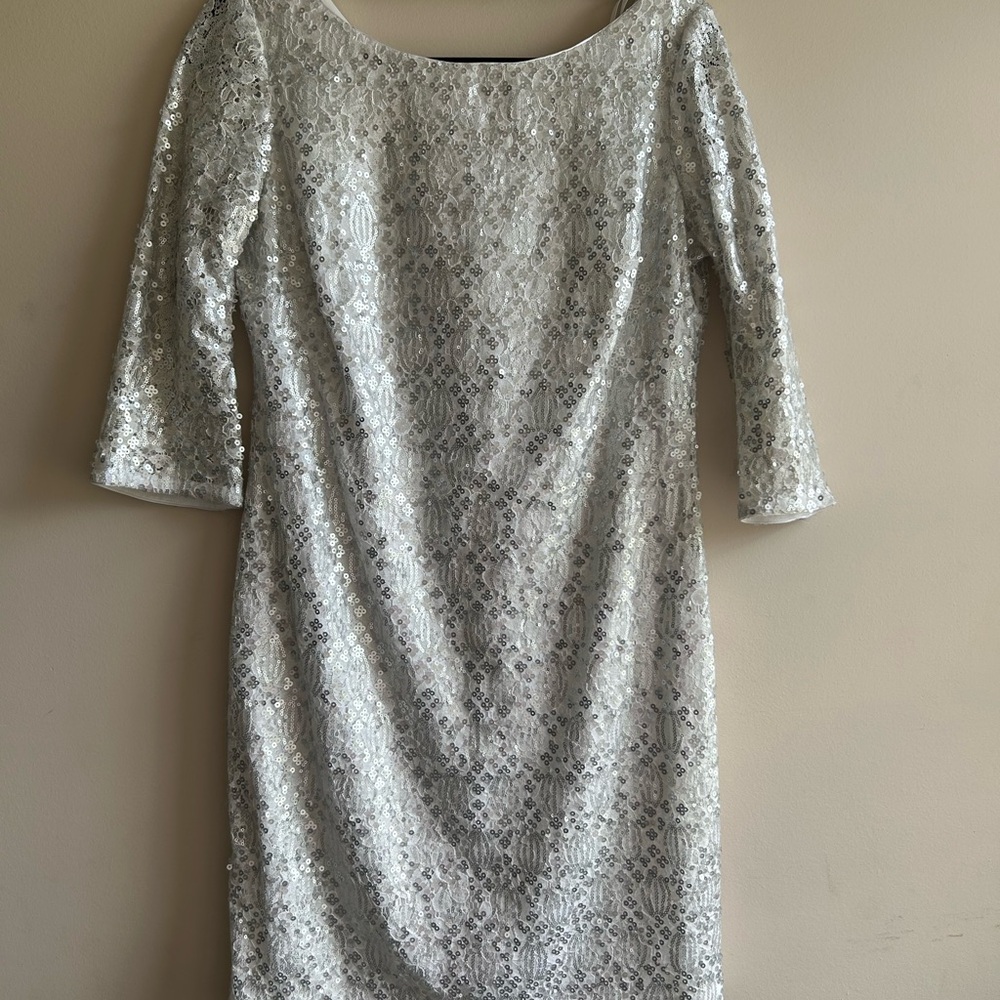 Calvin Klein Silver Sequin Sheath Dress